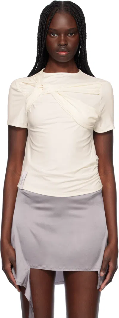 Rokh Off-white Twisted Knot Half Sleeve T-shirt In Pm 0602 Cement Ivory