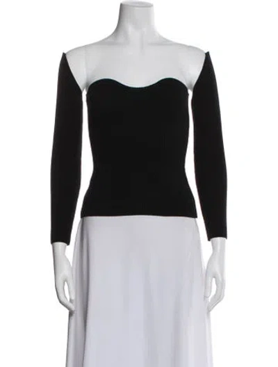 Pre-owned Rokh Off-the-shoulder Long Sleeve Top In Black
