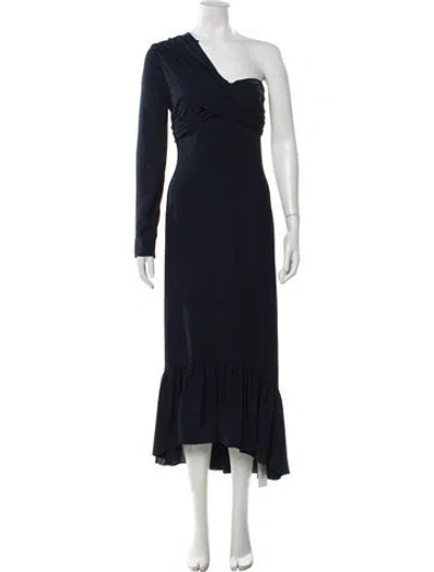 Pre-owned Rokh One-shoulder Long Dress In Blue