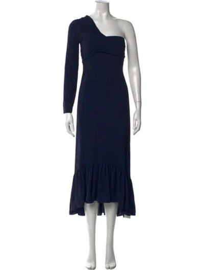 Pre-owned Rokh One-shoulder Midi Length Dress In Blue