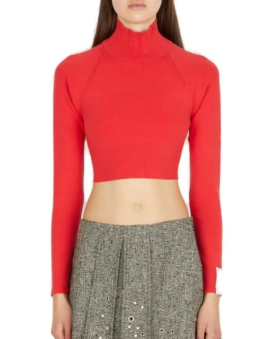 Rokh Open Back Knitted Top In Red