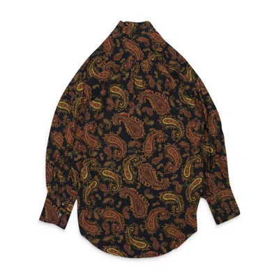 Rokh Paisley Mix Double Tie Neck Brown Button-up In Multi