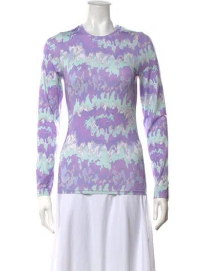 Pre-owned Rokh Patterned Crew Neck Top In Purple