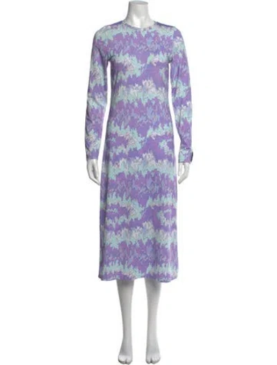 Pre-owned Rokh Patterned Midi Length Dress In Purple