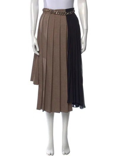 Pre-owned Rokh Plaid Print Midi Length Skirt In Brown