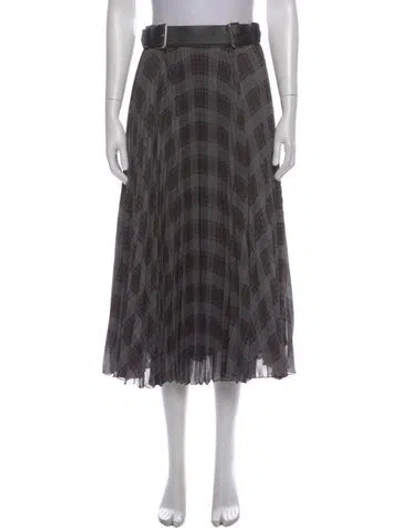Pre-owned Rokh Plaid Print Midi Length Skirt In Gray