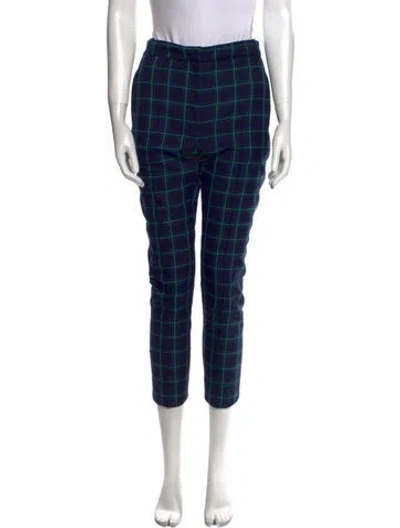 Pre-owned Rokh Plaid Print Straight Leg Pants In Blue