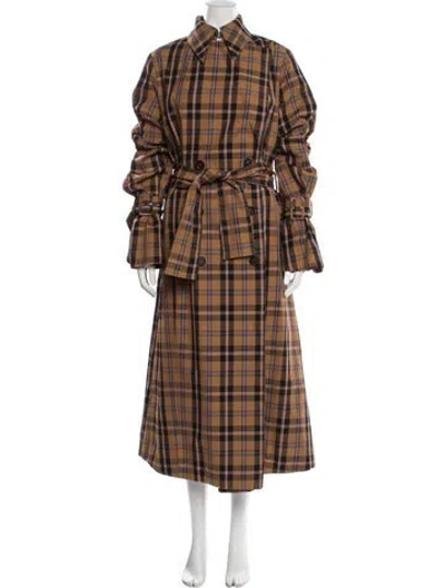 Pre-owned Rokh Plaid Print Trench Coat In Neutral