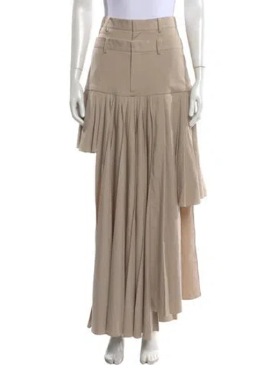 Pre-owned Rokh Pleated Accents Long Skirt In Neutral