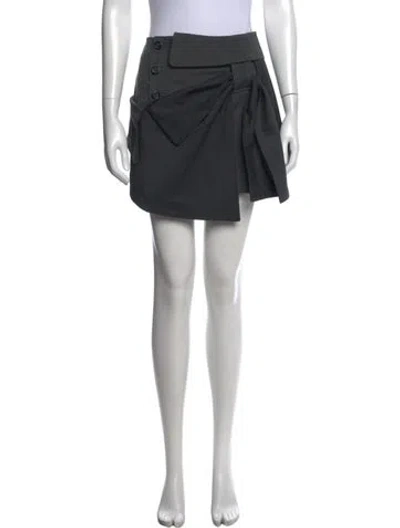 Pre-owned Rokh Pleated Accents Mini Skirt In Gray