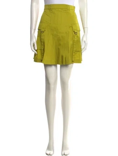 Pre-owned Rokh Pleated Accents Mini Skirt In Yellow