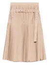 Rokh Pleated Belted Midi Skirt In Neutral