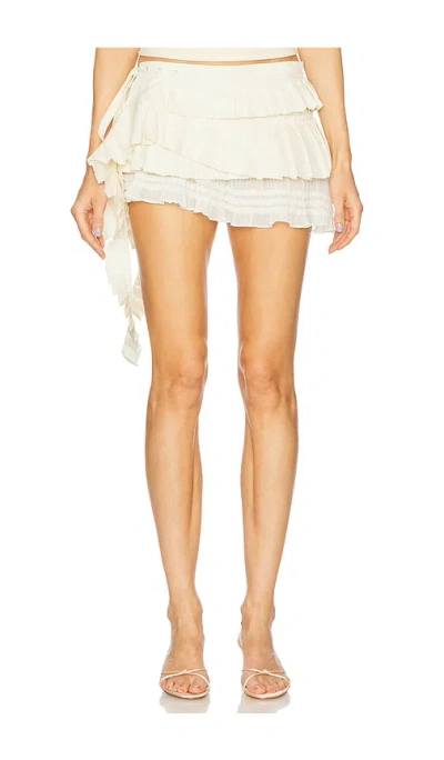 Rokh Pleated Micro Mini Skirt Belt In Cream
