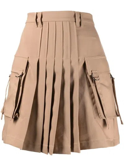 Rokh Pleated Mini Skirt In Brown