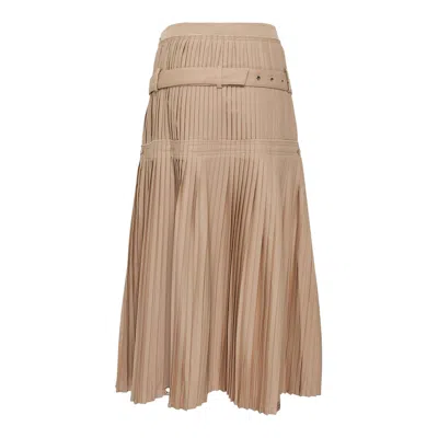 Rokh Pleated Overturn Skirt In Neutral