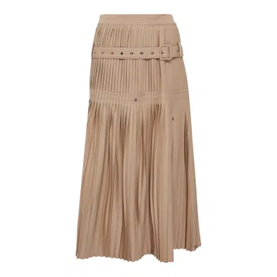 Rokh Pleated Overturn Skirt In Neutral