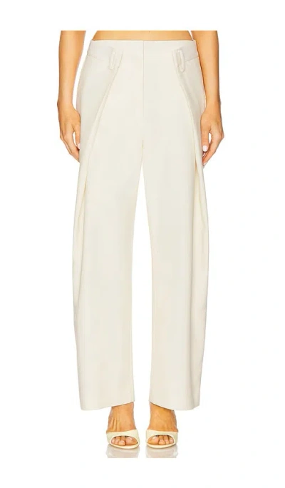 Rokh Pleated Wide Trouser In Ivory