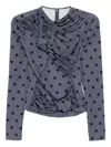 Rokh Polka-dot Knotted Top In Gray