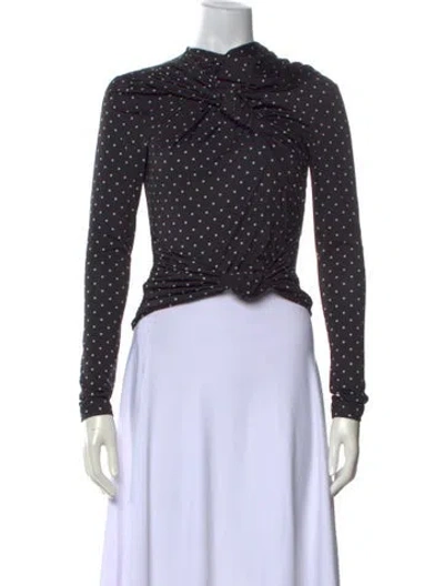 Pre-owned Rokh Polka Dot Print Turtleneck Top In Black