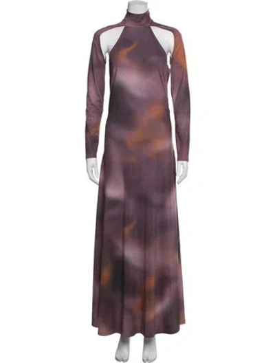 Pre-owned Rokh Printed Long Dress In Purple