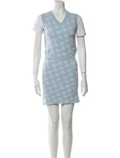 Pre-owned Rokh Printed Skirt Set In Blue