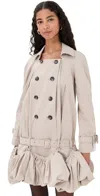 Rokh Puff Hem Trench Dress Peach Beige In Neutral