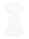 Rokh Puff-sleeve Ruffled Dress In White