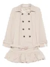 Rokh Puff Hem Trench Dress Peach Beige In Neutral