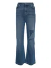 Rokh Blue Distressed Jeans In Blue