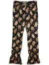 Rokh Rose-print Tied-hem Trousers In Black