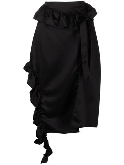 Rokh Ruffle-trim Midi Skirt In Black
