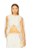 Rokh Shirred Poncho Vest In Cream