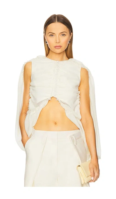 Rokh Shirred Poncho Vest In Cream