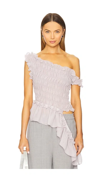 Rokh Smocking Off Shoulder Top In Lavender