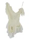 Rokh Smocking Ruffled Top In Neutral