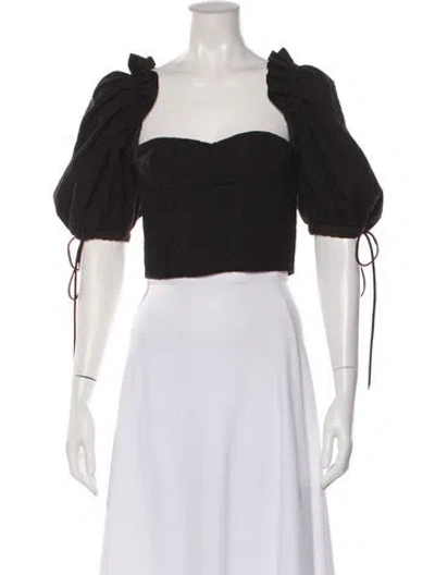 Pre-owned Rokh Square Neckline Long Sleeve Top In Black