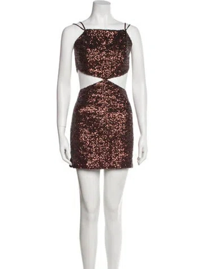 Pre-owned Rokh Square Neckline Mini Dress In Brown