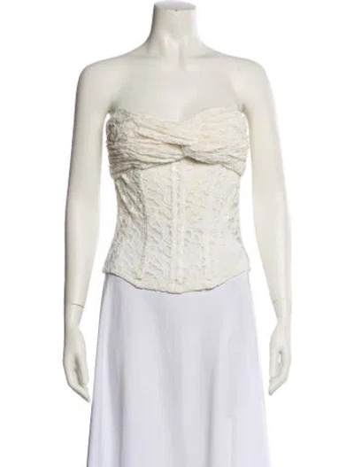 Pre-owned Rokh Strapless Crop Top W/ Tags In Neutral