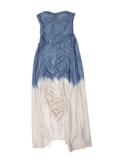 Pre-owned Rokh Strapless Long Dress In Blue