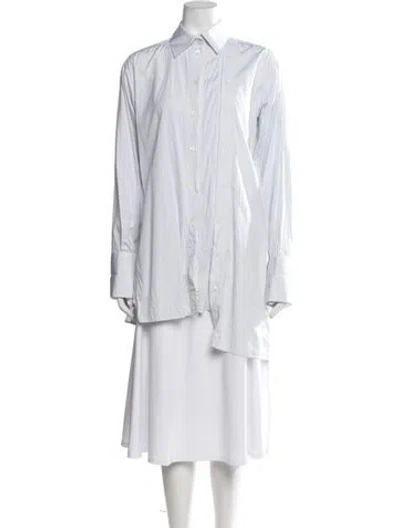 Pre-owned Rokh Striped Long Sleeve Button-up Top In White