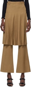 Rokh Tan Pleated Midi Skirt Trousers In 02vintagebrown