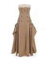 Rokh Trench Buistier Dress In Nutmeg Beige