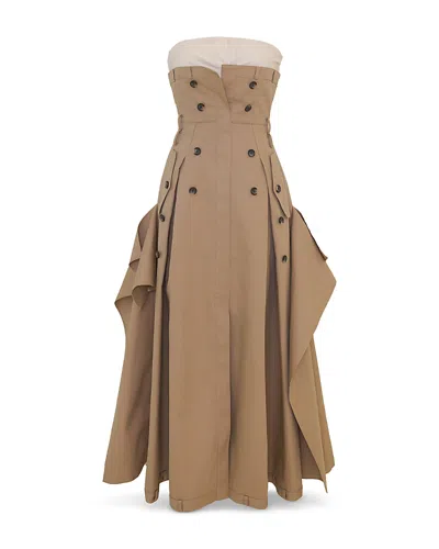 Rokh Trench Buistier Dress In Nutmeg Beige
