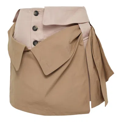 Rokh Trench Element Skirt In Brown