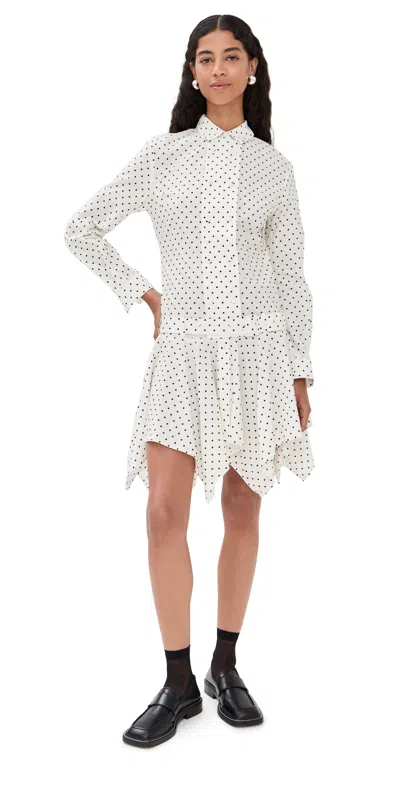 Rokh Trench Shirts Midi Dress Dotted White In Pattern
