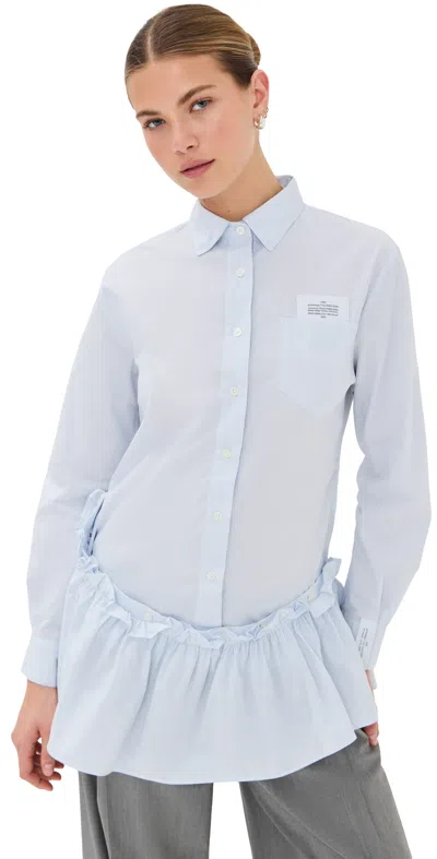 Rokh Tunic Shirt With Pleated Skirt Thin Blue