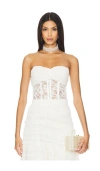 Rokh Twisted Knot Laced Corset In Ivory