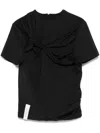 Rokh Black Twisted Knot Half Sleeve T-shirt In Black