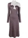 Rokh Two-tone Monogram Midi Dress In Braun