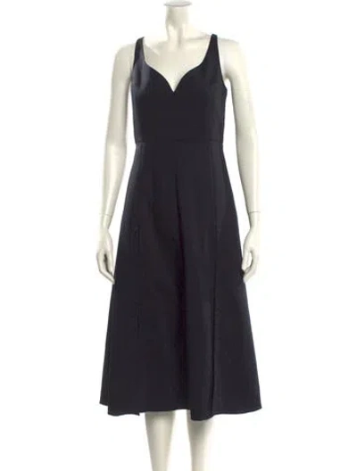 Pre-owned Rokh V-neck Midi Length Dress In Blue